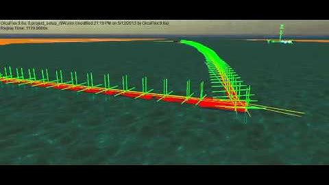 Multi-body motion response of a walkway in waves  modelled using Orcaflex