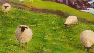 sheep acrylic painting easy step tutorial paintings lesson paint canvas tutorials farm isles emerald lessons beginners