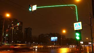 High Visibility Traffic Lights at Night