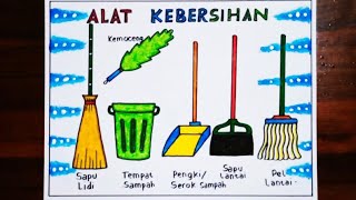 Menggambar Alat Kebersihan lingkungan - Gambar alat kebersihan