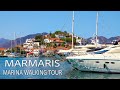 Marmaris Marina walking tour, Turkey. 4K