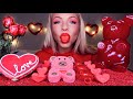 ASMR CHOCOLATE ROSES, 5LB GUMMY BEAR, HEART SANDWICH COOKIE, EDIBLE TEDDY BEAR VALENTINES MUKBANG 먹방