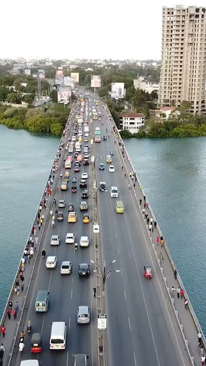 Aerial view of Nyali Bridge in Mombasa, Kenya