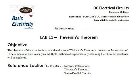 DC Electrical Circuits Lab 11 - Thévenin’s Theorem