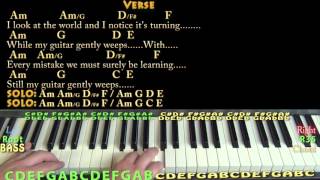 While My Guitar Gently Weeps (Beatles) Piano Cover Lesson with Chords/Lyrics chords