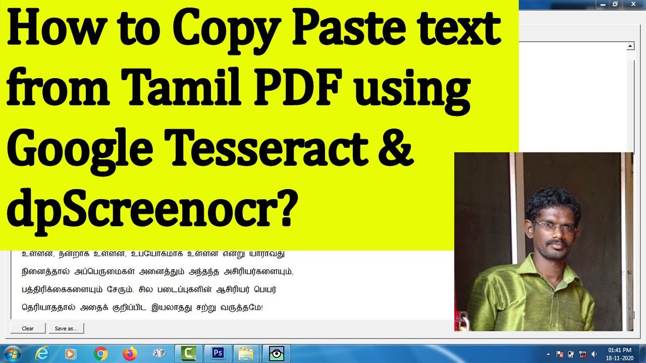  Update  How to Copy Paste text from Tamil PDF using Google Tesseract \u0026 dpScreenocr?