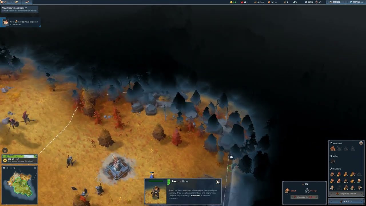 Northgard - How to scout the enemy camp through the mist.