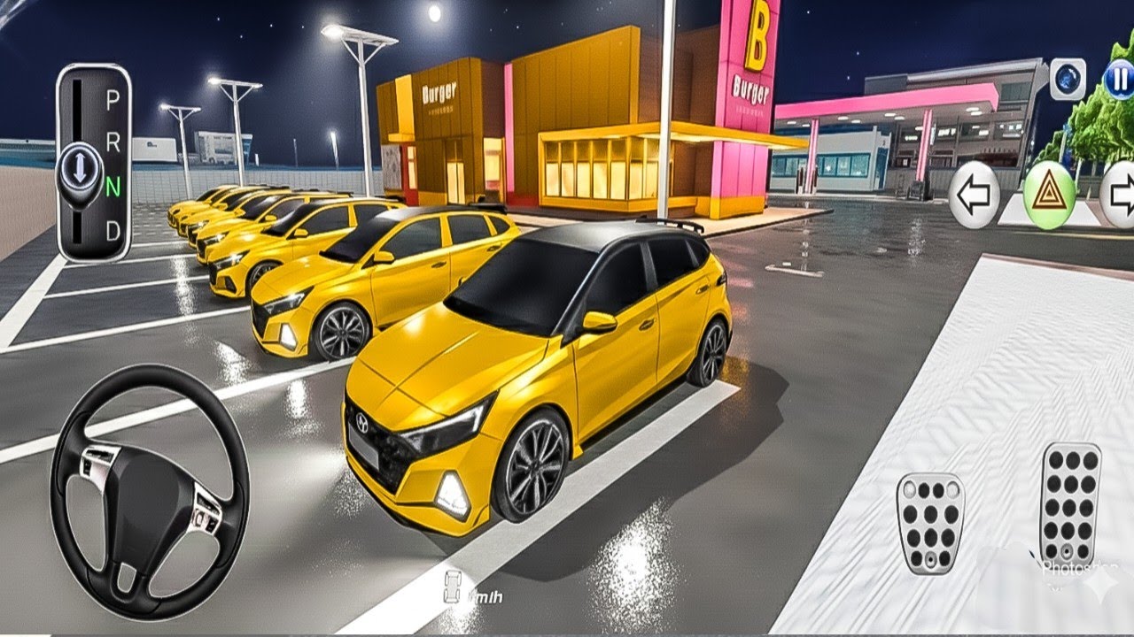 All New Yellow Colour Hyundai i20 Car 🚕 Parking Gass Pump Driving Class Game3D Simulator