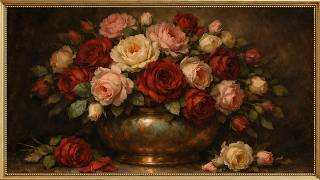 Romantic Rose Bouquet Oil Painting | Vintage Floral Art | Classic Still Life Frame TV Art 4K screenshot 3