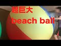 【室内遊び】超巨大ビーチボール200cmと運動会で使う緑色の大玉転がしで遊びます。【giant beach ball challenge inflatable】