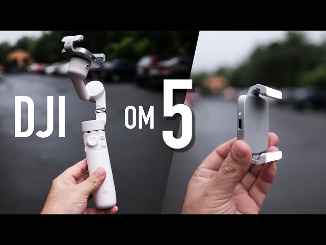 DJI OM 5 Sunset White gimbal and unique DJI Fill Light Phone Clamp 