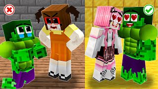 Monster School : Baby Hulk Find Good Wife And Bad Wife For Father - Sad Story - Minecraft Animation