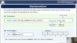 Programming with C & C++ : Unit -7 Arrays Part 1