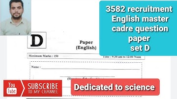 Master cadre 2017 paper English master post !! 3582 recruitment