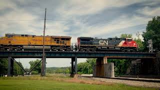 Norfolk Southern 270 heads East Bound at Kenova, WV on the NS Kenova District with CN and UP power.
