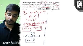 If the tangent to the curve, \( \mathrm{y}=\mathrm{e}^{\mathrm{x}} ...