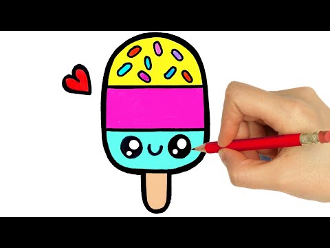 HOW TO DRAW ICE CREAM kawaii, como desenhar um sorvete, como dibujar un  Helado, dessiner une glace 