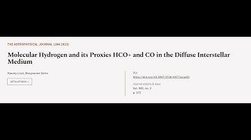 Molecular Hydrogen and its Proxies HCO+ and CO in the Diffuse Interstellar Medium | RTCL.TV