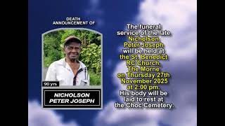 Nicholson Peter Joseph ~ Short Obituary