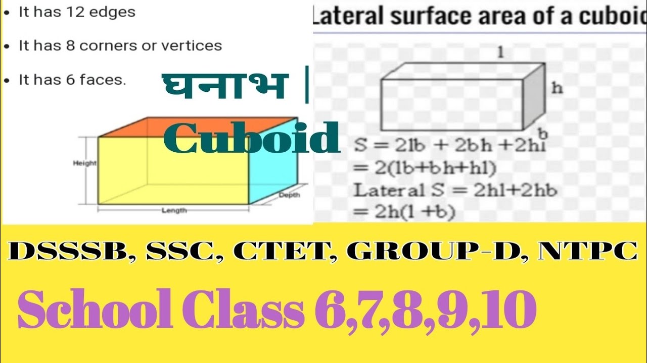 Cuboid|घनाभ|Surface Area & Volume|क्षेत्रफल और आयतन|math ssc