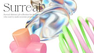 Surreal Holo Abstract 3D Shapes preview - CreativeMarket product OVERVIEW