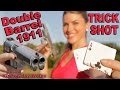 Double Barrel 1911 TRICK SHOT - Two Cards One Shot! - Crazy SLOW MOTION - First Ever