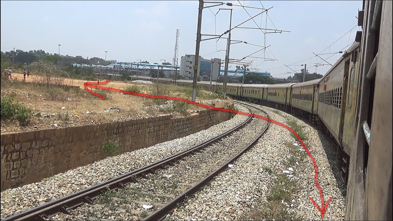 Duronto Express Train Crossing 90 degree angle curve near Baiyyappanahalli , Kanataka, India