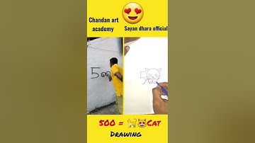 500 = cat drawing😳 #shorts #art #chandanartacademy
