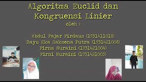 Teori Bilangan Algoritma euclid & Kongruensi linier Universitas Muhammadiyah Sukabumi