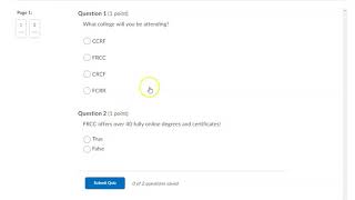 Taking a Quiz in D2L at FRCC