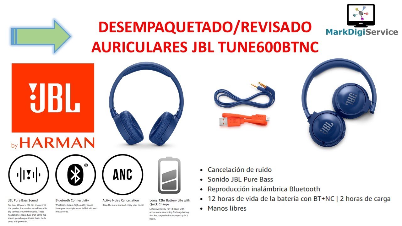 JBL TUNE 600BTNC, Auriculares inalámbricos con cancelación de ruido activa