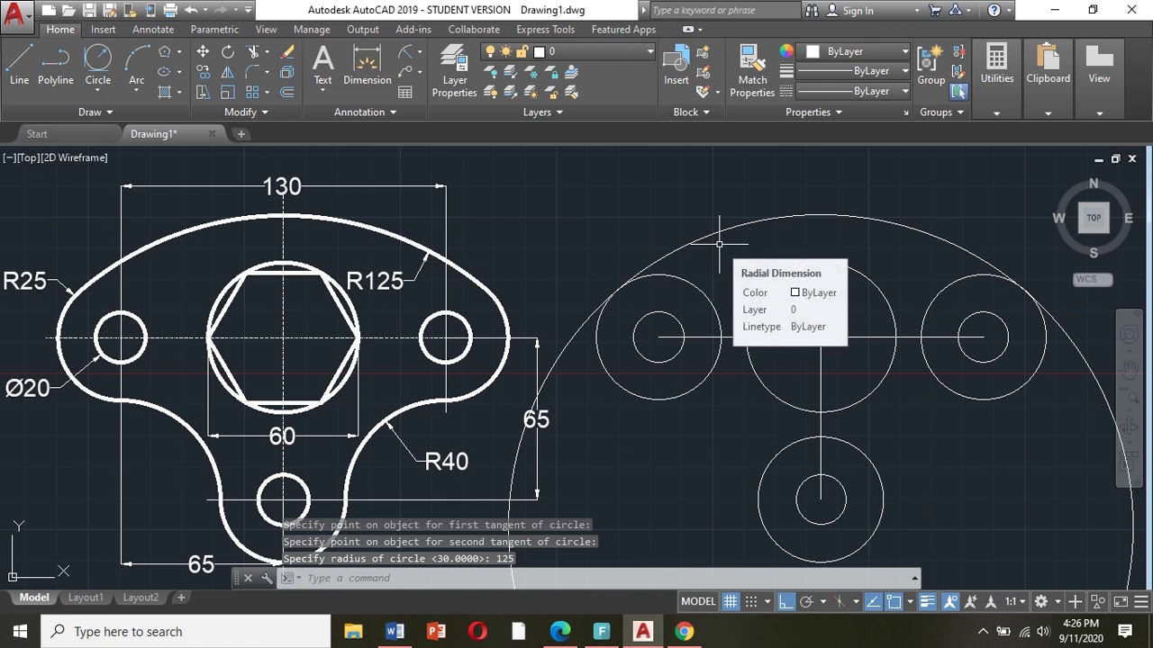 How to draw tangent arcs in Autocad. - YouTube