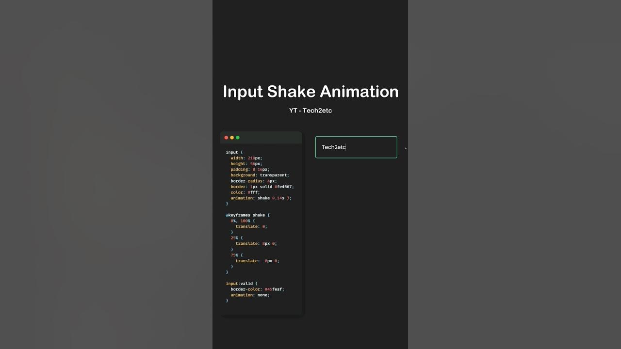 input shake animation with css #shorts #css #html - YouTube