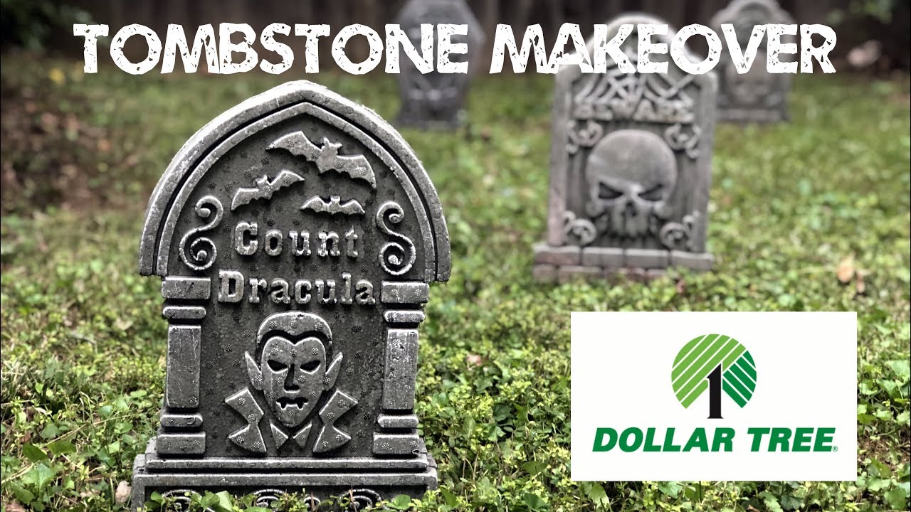 Dollar Store Tombstone Makeover Cheap Easy DIY Graveyard Tutorial