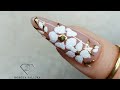 Sculpting almond shape gel nails with chrome and sugar nail art. Flower nails