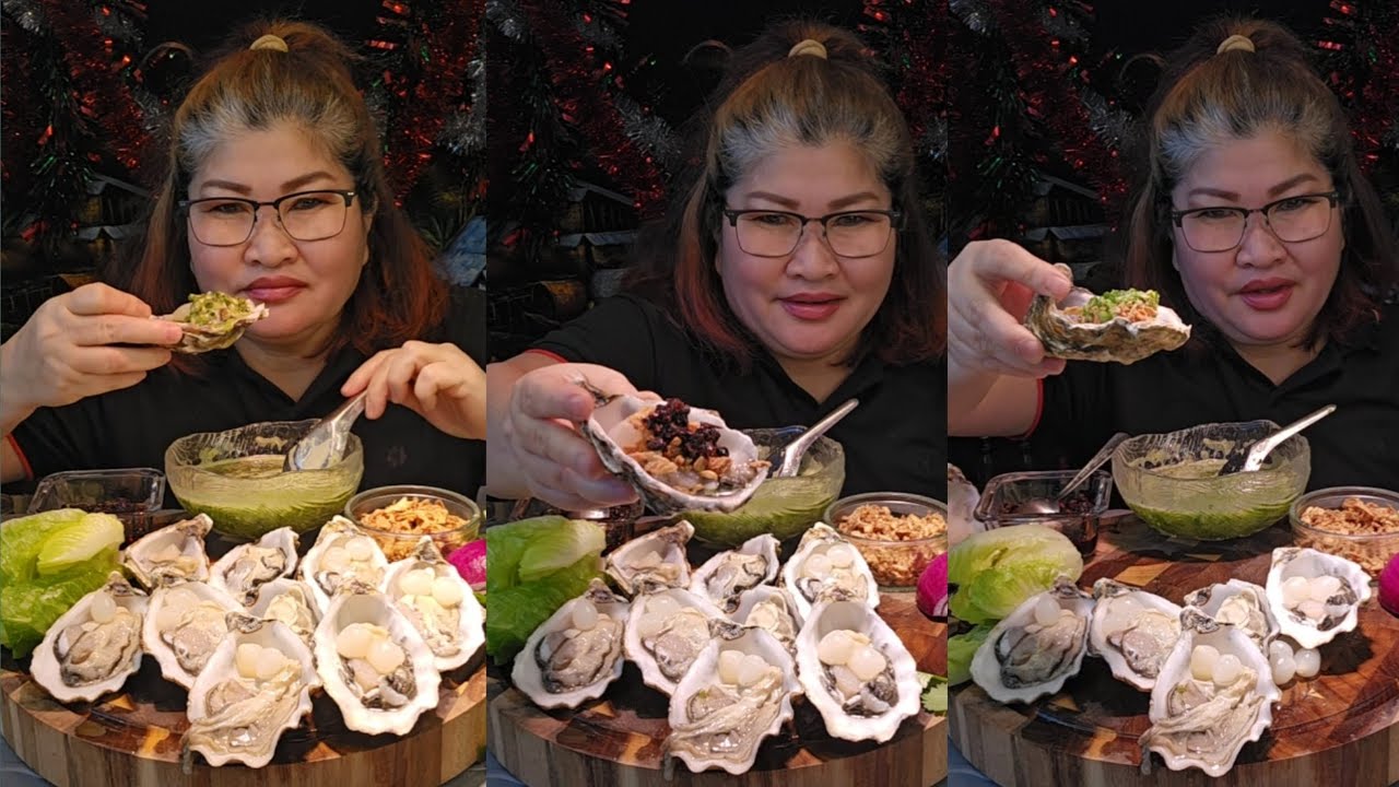 สุดอลังการใหม่ๆสดๆ!!กินหอยนางรมสดๆกับนำจิ้มแซ่บๆ