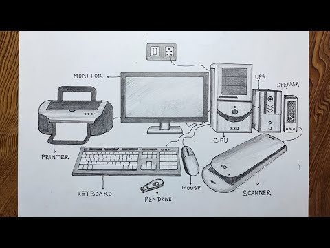 How to draw a computer EASY step by step, beginners - YouTube