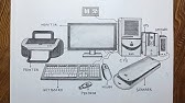 How to draw computer system part | Desktop computer drawing ...