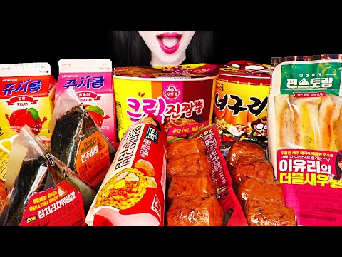 asmr-convenience-store-foods-*sausage,-kimbap,-spicy-noodles-편의점-먹방-mukbang