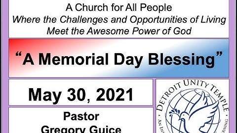 Detroit Unity Temple Sunday Service 05-30-21