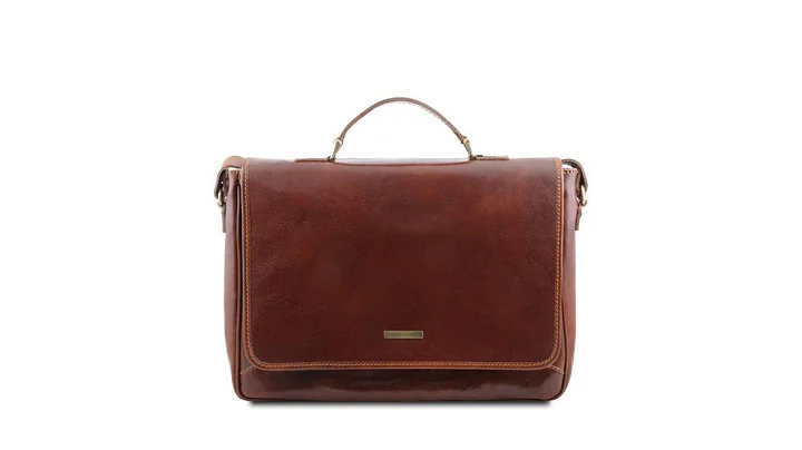 TUSCANY LEATHER PADOVA EXCLUSIVE LEATHER LAPTOP CASE BROWN