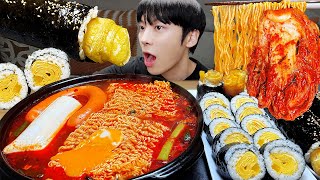 МУКБАНГ АСМР | острая огненная лапша, жареное яйцо, спам, кимчи! Рецепт корейской кухни!
