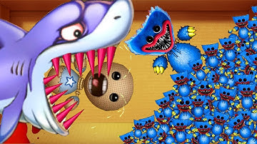 999 Huggy Wuggy vs Hungry Shark | Kick the Buddy Mod Poppy Playtime Android Gameplay