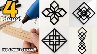 4 Genius Wall Art Ideas Using Ice Cream Sticks! 😱 | Easy DIY Home Decor"