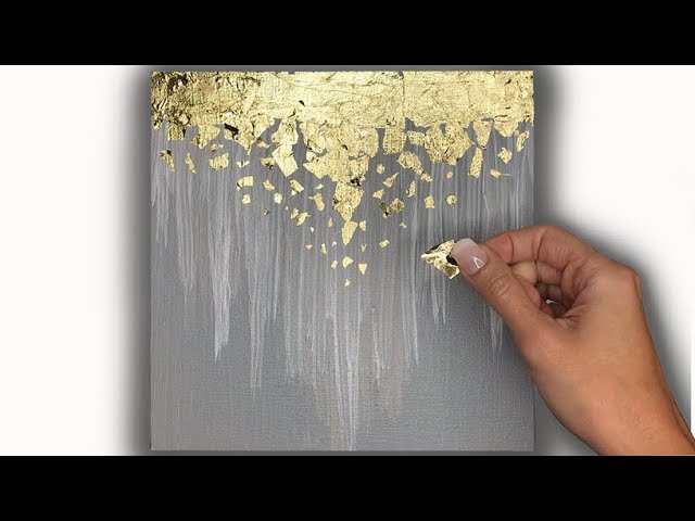 Abstract Acrylic Painting Technique Using Gold Leaf 