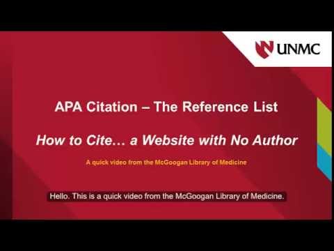 Apa How To Cite A Website With No Author Youtube