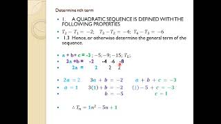 1 5 Sequence and series: Quadratic seq and first difference problems