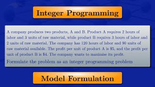 Integer Programming | Model Formulation