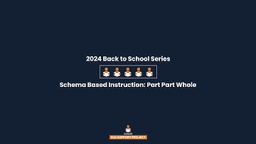 2024 Back to School Series -  Schema Based Instruction Part Part Whole Problems