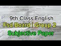 9th class English Fasialabad board group 2 2026